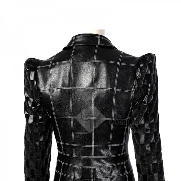 Cruella Deville Cosplay Costume Cruella Black Leather Jacket Skirt Suit